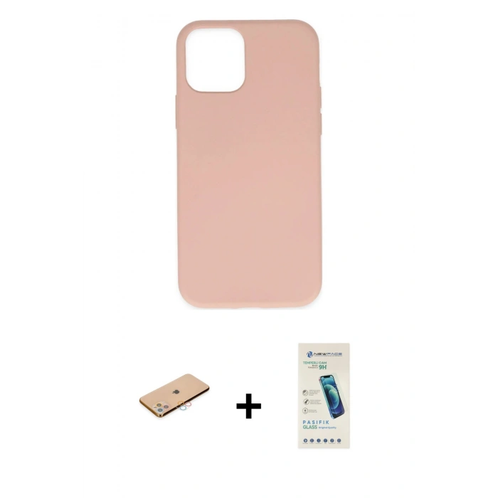 MARSİLYAN™- iPhone 11 Pro Max Kılıf Ahenk Serisi - Şeffaf Pasifik Cam Ekran Koruyucu + Renkli Kamera Lens Koruma Cam - PE