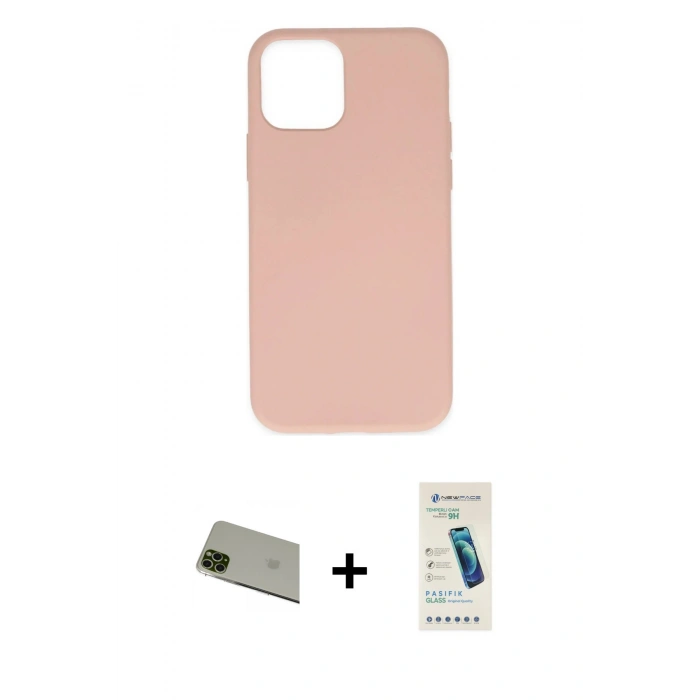 MARSİLYAN™- iPhone 11 Pro Max Kılıf Ahenk Serisi - Şeffaf Pasifik Cam Ekran Koruyucu + Rainbow Kamera Lens Koruma Cam - YL