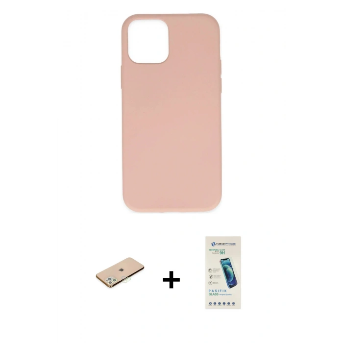MARSİLYAN™- iPhone 11 Pro Max Kılıf Ahenk Serisi - Şeffaf Pasifik Cam Ekran Koruyucu + Renkli Kamera Lens Koruma Cam - YL