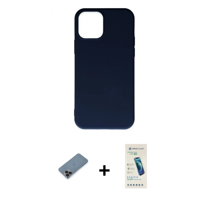 MARSİLYAN™- iPhone 11 Pro Max Kılıf Ahenk Serisi - Şeffaf Pasifik Cam Ekran Koruyucu + Metal Kamera Lens Koruma Cam - SH