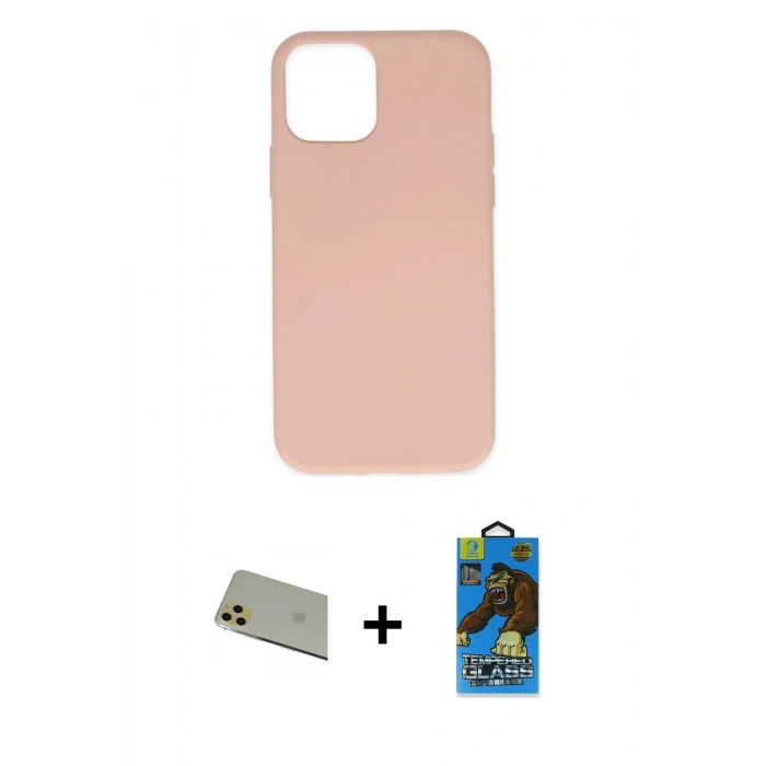 MARSİLYAN™- iPhone 11 Pro Max Kılıf Ahenk Serisi - Siyah 18D Cam Ekran Koruyucu + Rainbow Kamera Lens Koruma Cam - GD