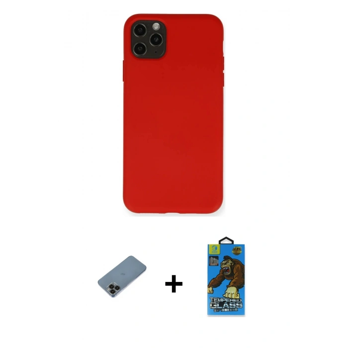 MARSİLYAN™- iPhone 11 Pro Max Kılıf Ahenk Serisi - Siyah 18D Cam Ekran Koruyucu + Shine Kamera Lens Koruma Cam - SH