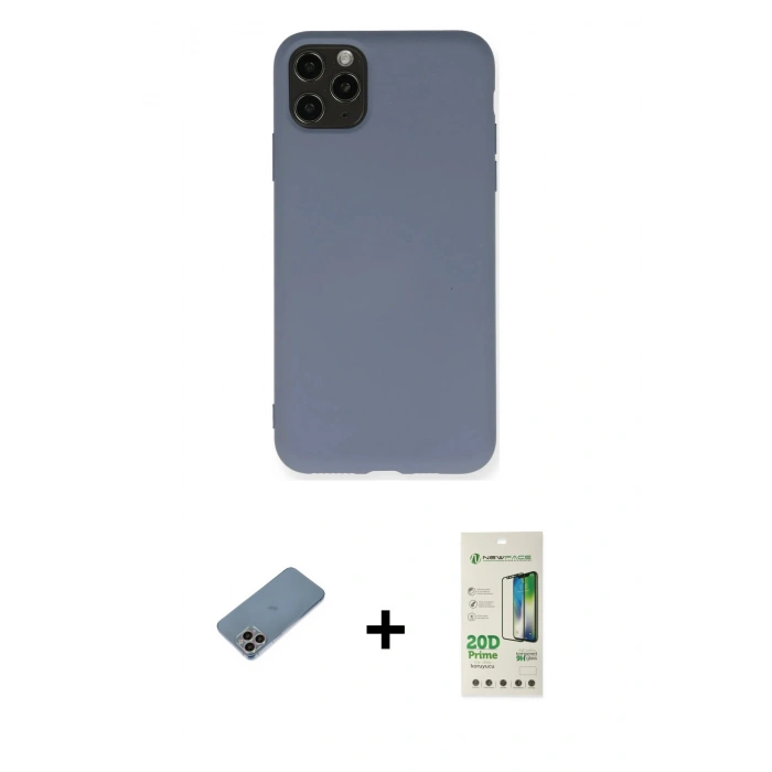 MARSİLYAN™- iPhone 11 Pro Max Kılıf Ahenk Serisi - Siyah 20D Premium Cam Ekran Koruyucu + Shine Kamera Lens Koruma Cam - GI