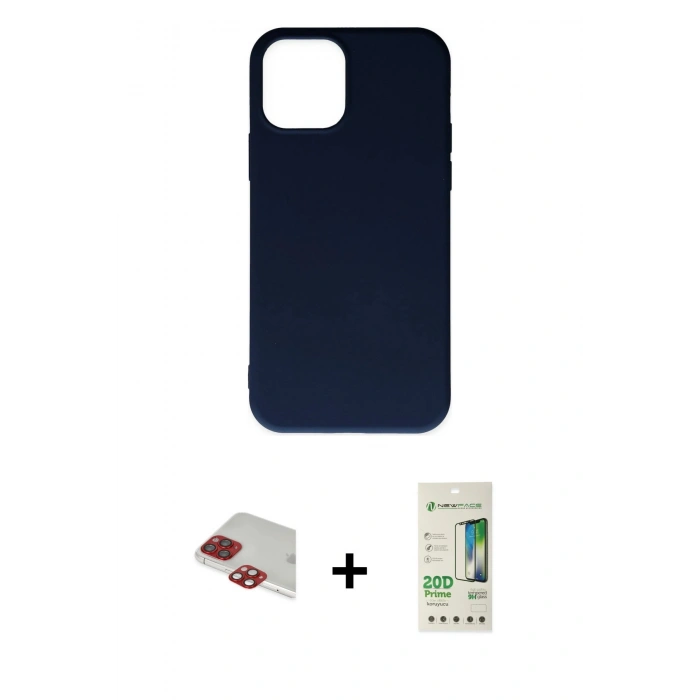 MARSİLYAN™- iPhone 11 Pro Max Kılıf Ahenk Serisi - Siyah 20D Premium Cam Ekran Koruyucu + Kırmızı Pers Alüminyum Kamera Lens