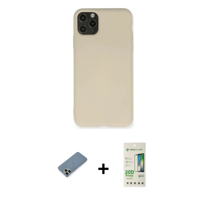 MARSİLYAN™- iPhone 11 Pro Max Kılıf Ahenk Serisi - Siyah 20D Premium Cam Ekran Koruyucu + Metal Kamera Lens Koruma Cam - AKYL