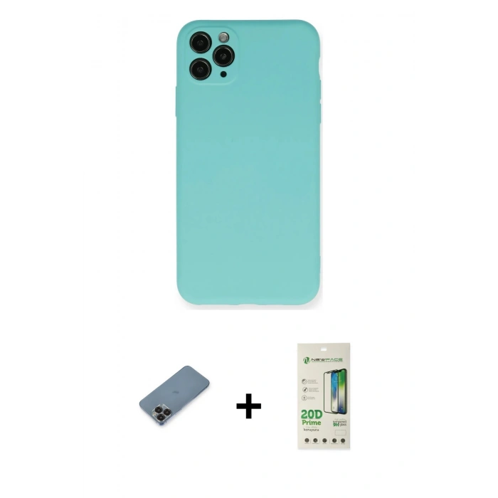 MARSİLYAN™- iPhone 11 Pro Max Kılıf Ahenk Serisi - Siyah 20D Premium Cam Ekran Koruyucu + Metal Kamera Lens Koruma Cam - SH
