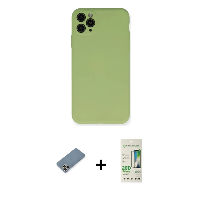 MARSİLYAN™- iPhone 11 Pro Max Kılıf Ahenk Serisi - Siyah 20D Premium Cam Ekran Koruyucu + Metal Kamera Lens Koruma Cam - GD