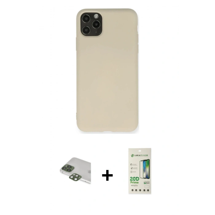 MARSİLYAN™- iPhone 11 Pro Max Kılıf Ahenk Serisi - Siyah 20D Premium Cam Ekran Koruyucu + Pers Alüminyum Kamera Lens - YL