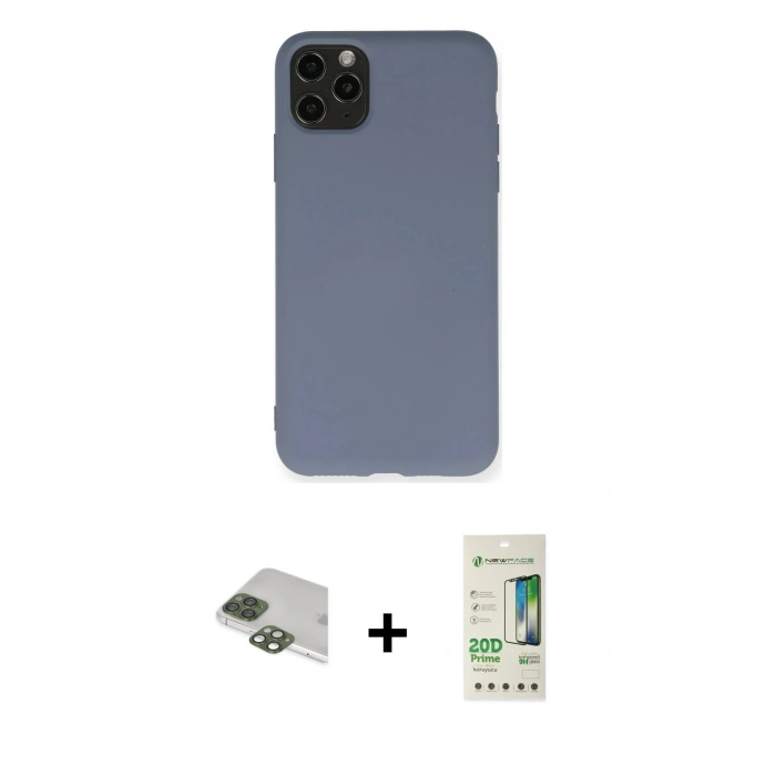 MARSİLYAN™- iPhone 11 Pro Max Kılıf Ahenk Serisi - Siyah 20D Premium Cam Ekran Koruyucu + Pers Alüminyum Kamera Lens - YL