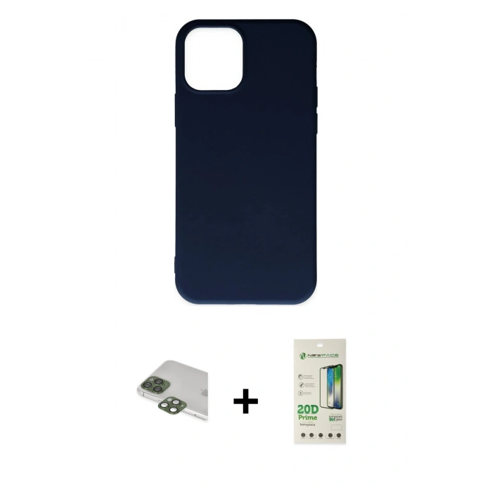 MARSİLYAN™- iPhone 11 Pro Max Kılıf Ahenk Serisi - Siyah 20D Premium Cam Ekran Koruyucu + Pers Alüminyum Kamera Lens - YL
