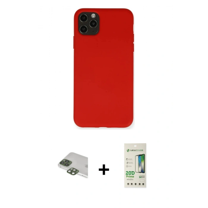 MARSİLYAN™- iPhone 11 Pro Max Kılıf Ahenk Serisi - Siyah 20D Premium Cam Ekran Koruyucu + Pers Alüminyum Kamera Lens - YL