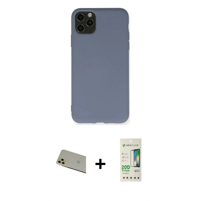 MARSİLYAN™- iPhone 11 Pro Max Kılıf Ahenk Serisi - Siyah 20D Premium Cam Ekran Koruyucu + Rainbow Kamera Lens Koruma Cam - GD