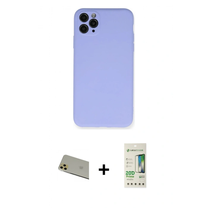 MARSİLYAN™- iPhone 11 Pro Max Kılıf Ahenk Serisi - Siyah 20D Premium Cam Ekran Koruyucu + Rainbow Kamera Lens Koruma Cam - GD