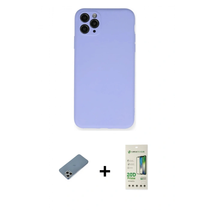 MARSİLYAN™- iPhone 11 Pro Max Kılıf Ahenk Serisi - Siyah 20D Premium Cam Ekran Koruyucu + Shine Kamera Lens Koruma Cam - GS