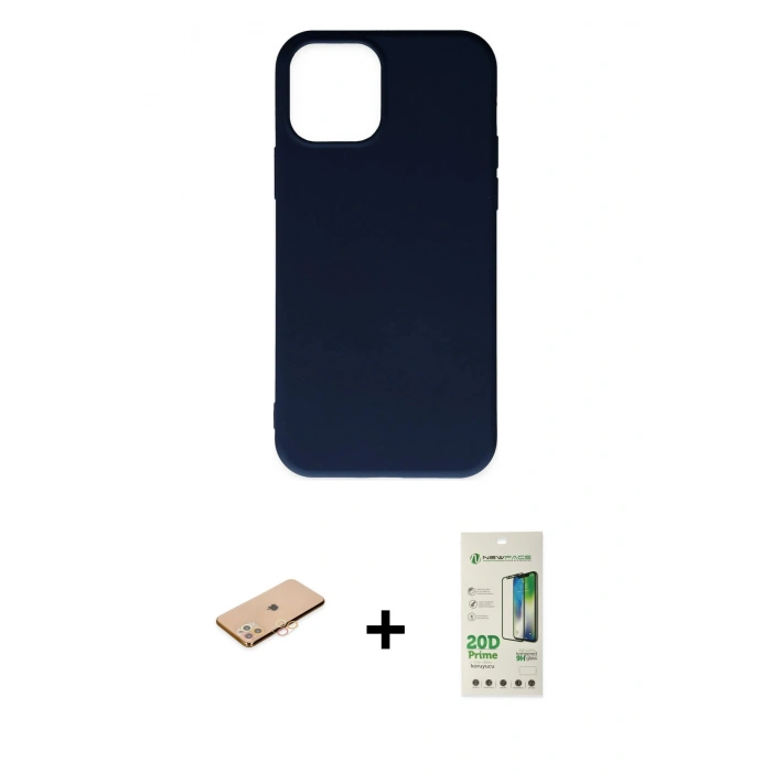 MARSİLYAN™- iPhone 11 Pro Max Kılıf Ahenk Serisi - Siyah 20D Premium Cam Ekran Koruyucu + Renkli Kamera Lens Koruma Cam - TU