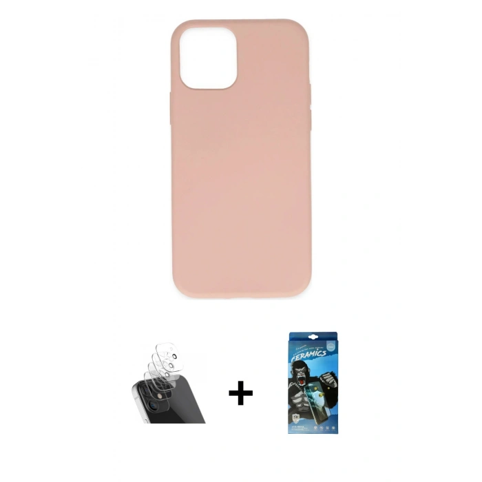 MARSİLYAN™- iPhone 11 Pro Max Kılıf Ahenk Serisi - Siyah 34D Izgaralı Cam + Kamera Lens Koruma Cam - SF