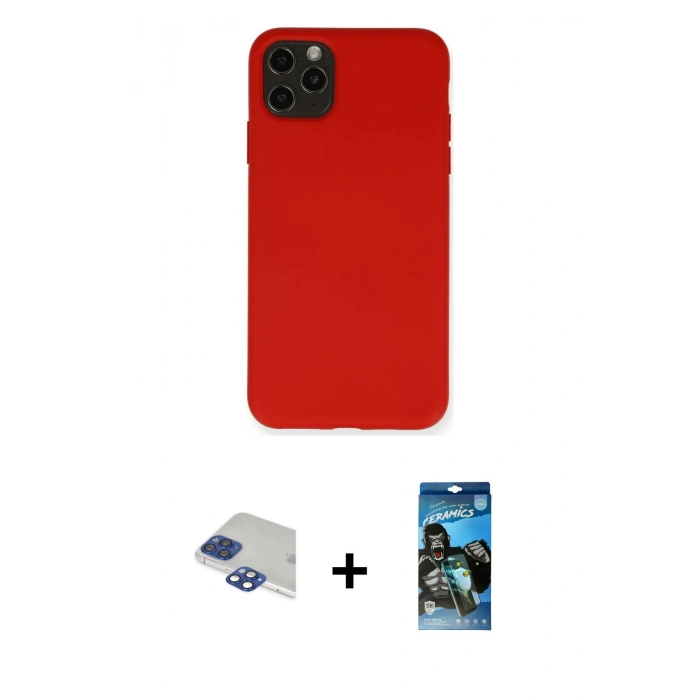 MARSİLYAN™- iPhone 11 Pro Max Kılıf Ahenk Serisi - Siyah 34D Izgaralı Cam + Pers Alüminyum Kamera Lens - LT