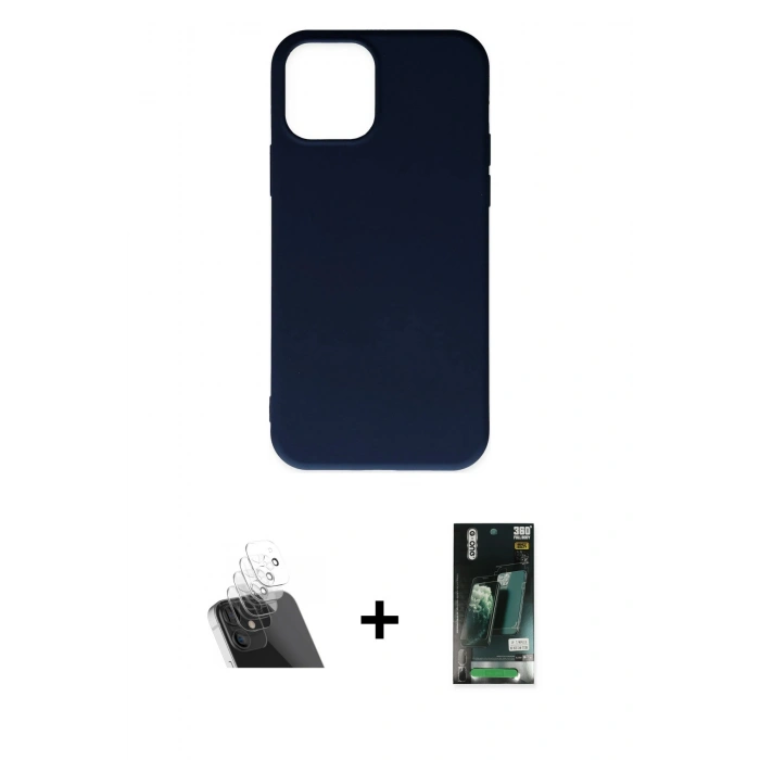 MARSİLYAN™- iPhone 11 Pro Max Kılıf Ahenk Serisi - Siyah 360 Mat Full Body Arka Koruyucu + Kamera Lens Koruma Cam - SF