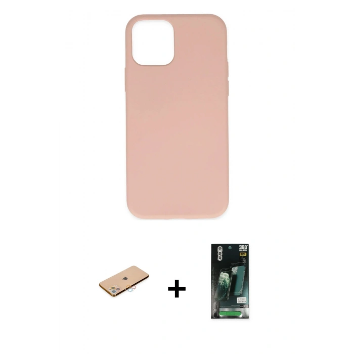 MARSİLYAN™- iPhone 11 Pro Max Kılıf Ahenk Serisi - Siyah 360 Mat Full Body Arka Koruyucu + Renkli Kamera Lens Koruma Cam - PE