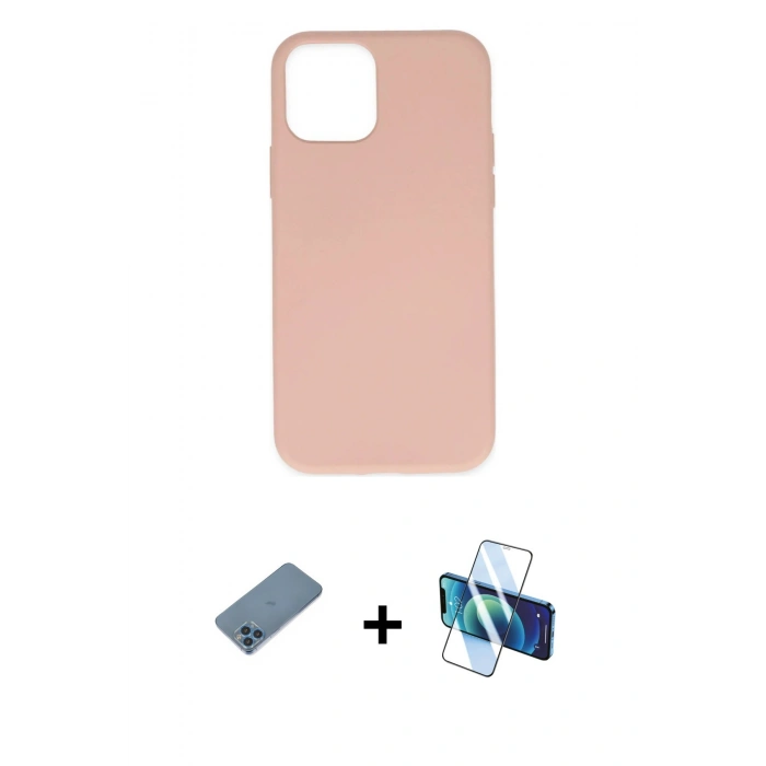 MARSİLYAN™- iPhone 11 Pro Max Kılıf Ahenk Serisi - Siyah 3D Antistatik Cam Ekran Koruyucu + Shine Kamera Lens Koruma Cam - MI