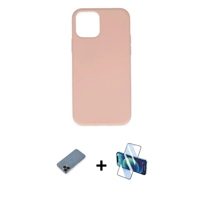 MARSİLYAN™- iPhone 11 Pro Max Kılıf Ahenk Serisi - Siyah 3D Antistatik Cam Ekran Koruyucu + Metal Kamera Lens Koruma Cam - SH
