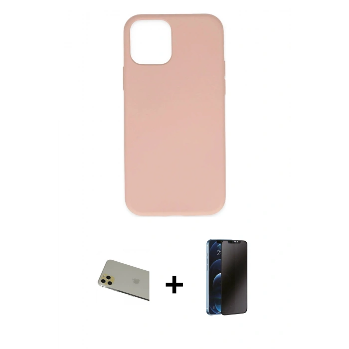 MARSİLYAN™- iPhone 11 Pro Max Kılıf Ahenk Serisi - Siyah 3D Antistatik Hayalet Cam Ekran Koruyucu + Rainbow Kamera Lens Koruma Cam - GD