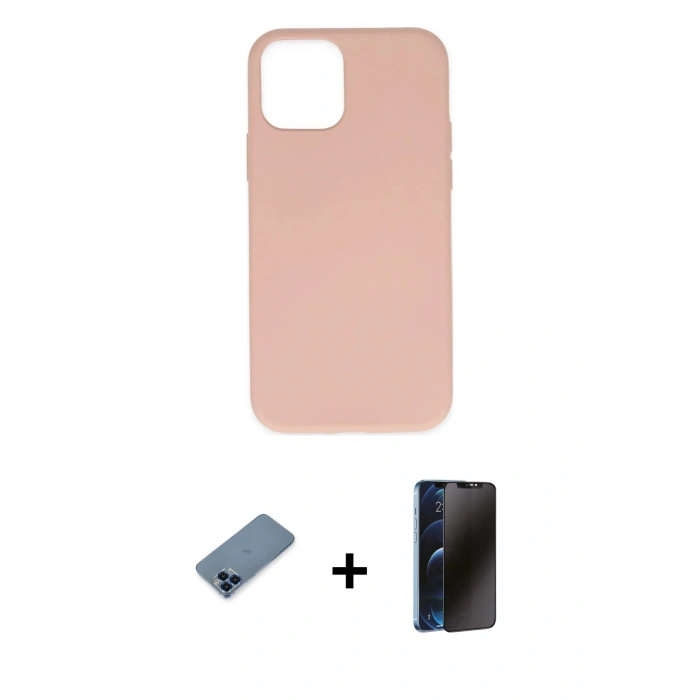 MARSİLYAN™- iPhone 11 Pro Max Kılıf Ahenk Serisi - Siyah 3D Antistatik Hayalet Cam Ekran Koruyucu + Metal Kamera Lens Koruma Cam - MI