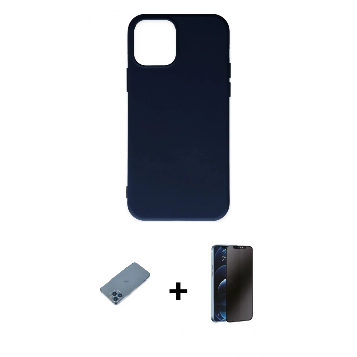 MARSİLYAN™- iPhone 11 Pro Max Kılıf Ahenk Serisi - Siyah 3D Antistatik Hayalet Cam Ekran Koruyucu + Shine Kamera Lens Koruma Cam - MI
