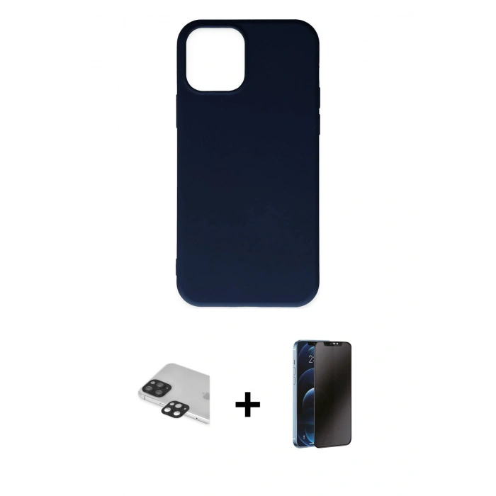 MARSİLYAN™- iPhone 11 Pro Max Kılıf Ahenk Serisi - Siyah 3D Antistatik Hayalet Cam Ekran Koruyucu + Pers Alüminyum Kamera Lens - SH