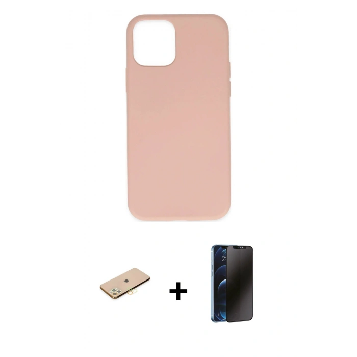 MARSİLYAN™- iPhone 11 Pro Max Kılıf Ahenk Serisi - Siyah 3D Antistatik Hayalet Cam Ekran Koruyucu + Renkli Kamera Lens Koruma Cam - SI