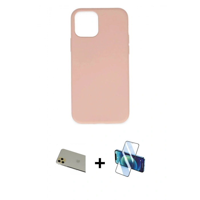 MARSİLYAN™- iPhone 11 Pro Max Kılıf Ahenk Serisi - Siyah 3D Antistatik Seramik Nano Ekran Koruyucu + Rainbow Kamera Lens Koruma Cam - GD