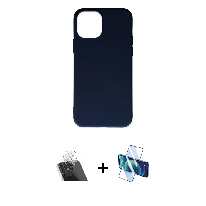 MARSİLYAN™- iPhone 11 Pro Max Kılıf Ahenk Serisi - Siyah 3D Antistatik Seramik Nano Ekran Koruyucu + Kamera Lens Koruma Cam - SF