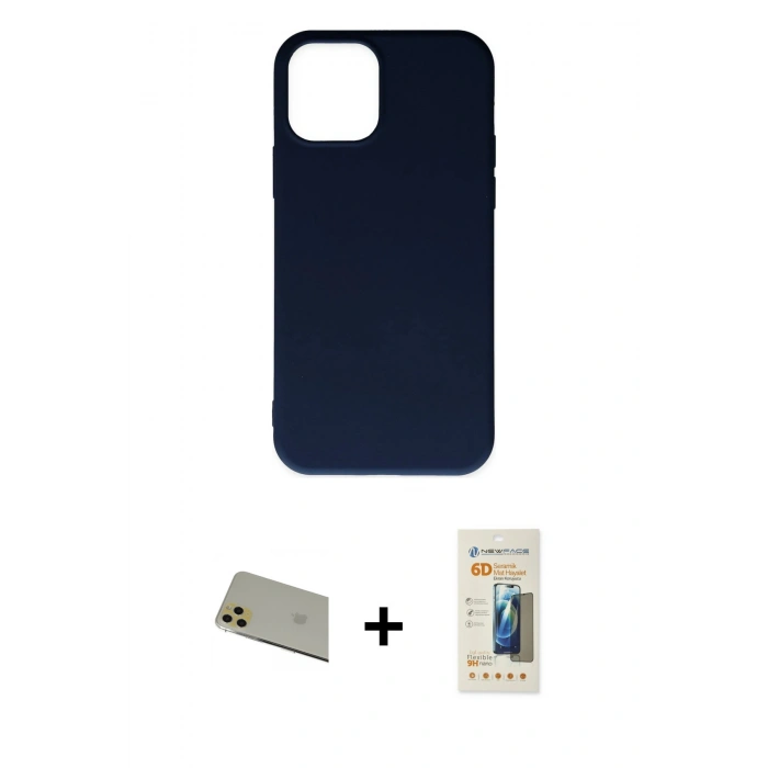 MARSİLYAN™- iPhone 11 Pro Max Kılıf Ahenk Serisi - Siyah 6D Mat Seramik Hayalet Nano Ekran Koruyucu + Rainbow Kamera Lens Koruma Cam - GD
