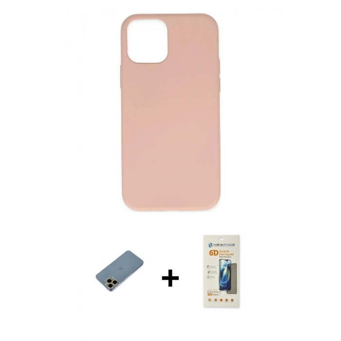 MARSİLYAN™- iPhone 11 Pro Max Kılıf Ahenk Serisi - Siyah 6D Mat Seramik Hayalet Nano Ekran Koruyucu + Gold Shine Kamera Lens Koruma Cam