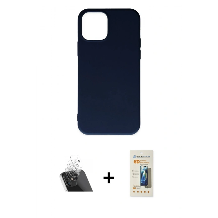 MARSİLYAN™- iPhone 11 Pro Max Kılıf Ahenk Serisi - Siyah 6D Mat Seramik Hayalet Nano Ekran Koruyucu + Kamera Lens Koruma Cam - SF