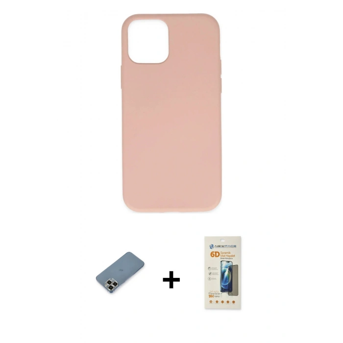 MARSİLYAN™- iPhone 11 Pro Max Kılıf Ahenk Serisi - Siyah 6D Mat Seramik Hayalet Nano Ekran Koruyucu + Metal Kamera Lens Koruma Cam - GD