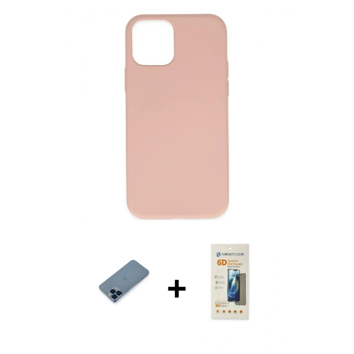 MARSİLYAN™- iPhone 11 Pro Max Kılıf Ahenk Serisi - Siyah 6D Mat Seramik Hayalet Nano Ekran Koruyucu + Metal Kamera Lens Koruma Cam - MI