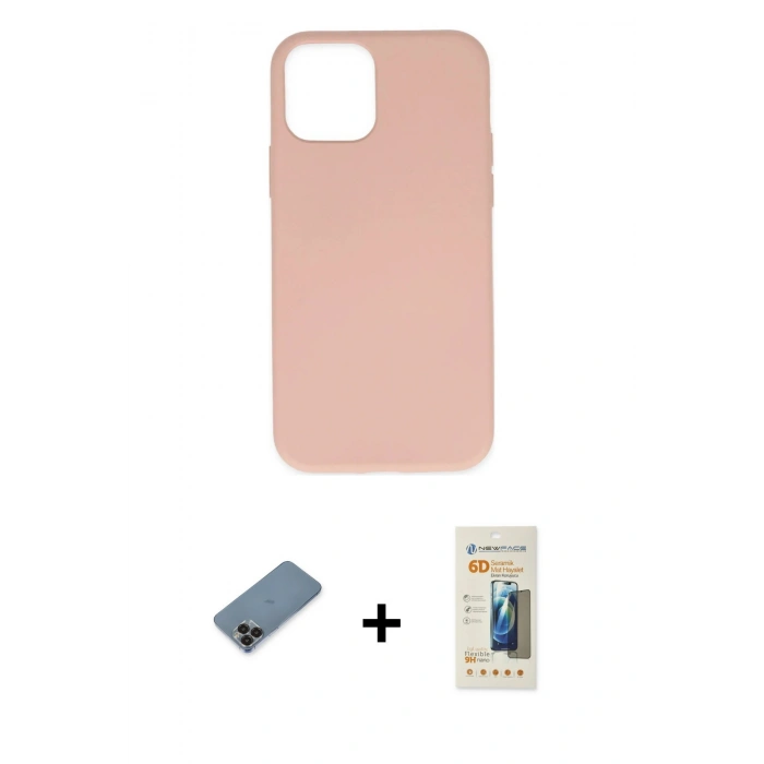 MARSİLYAN™- iPhone 11 Pro Max Kılıf Ahenk Serisi - Siyah 6D Mat Seramik Hayalet Nano Ekran Koruyucu + Metal Kamera Lens Koruma Cam - SH