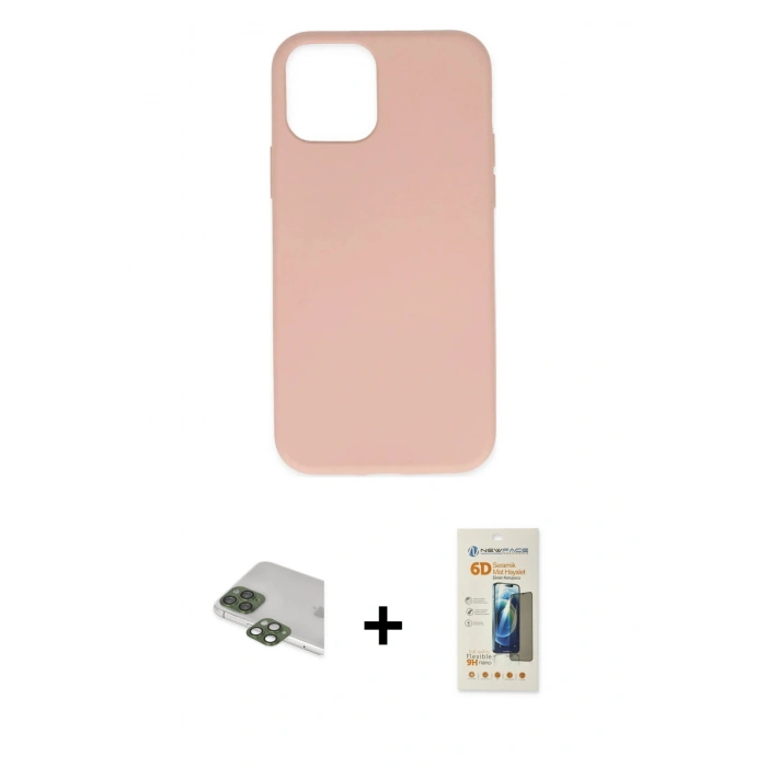 MARSİLYAN™- iPhone 11 Pro Max Kılıf Ahenk Serisi - Siyah 6D Mat Seramik Hayalet Nano Ekran Koruyucu + Pers Alüminyum Kamera Lens - YL