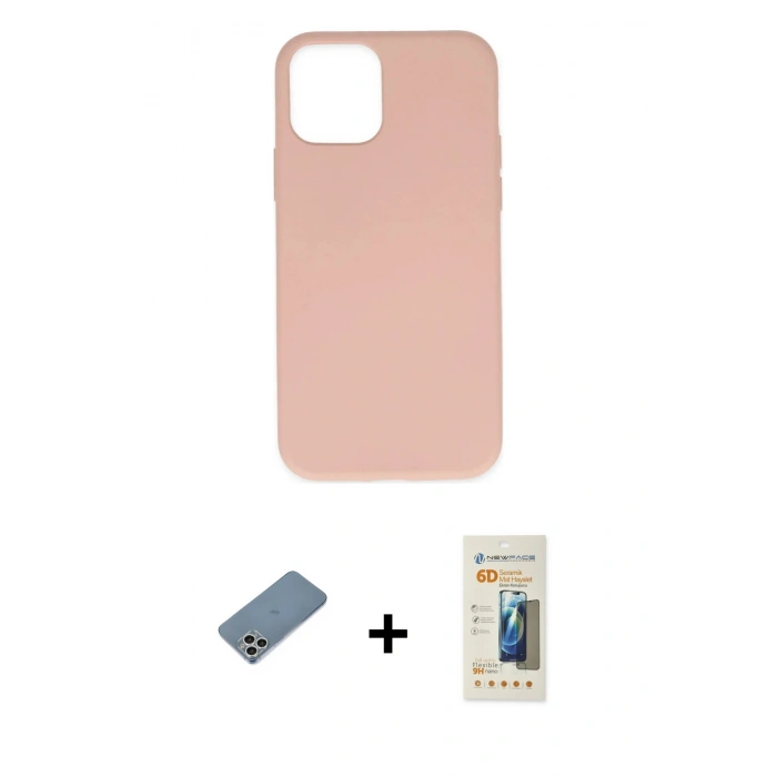 MARSİLYAN™- iPhone 11 Pro Max Kılıf Ahenk Serisi - Siyah 6D Mat Seramik Hayalet Nano Ekran Koruyucu + Shine Kamera Lens Koruma Cam - GS