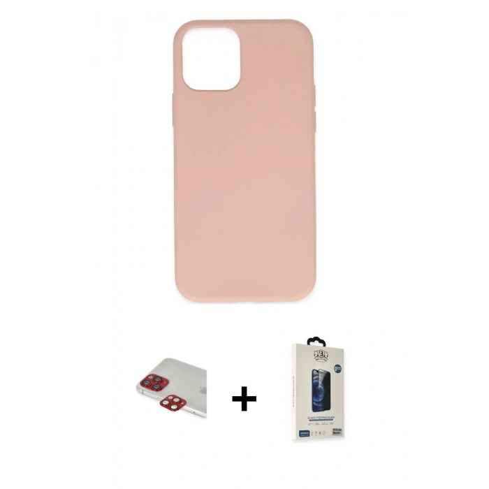 MARSİLYAN™- iPhone 11 Pro Max Kılıf Ahenk Serisi - Siyah Bilvis Hayalet Cam Ekran Koruyucu + Kırmızı Pers Alüminyum Kamera Lens
