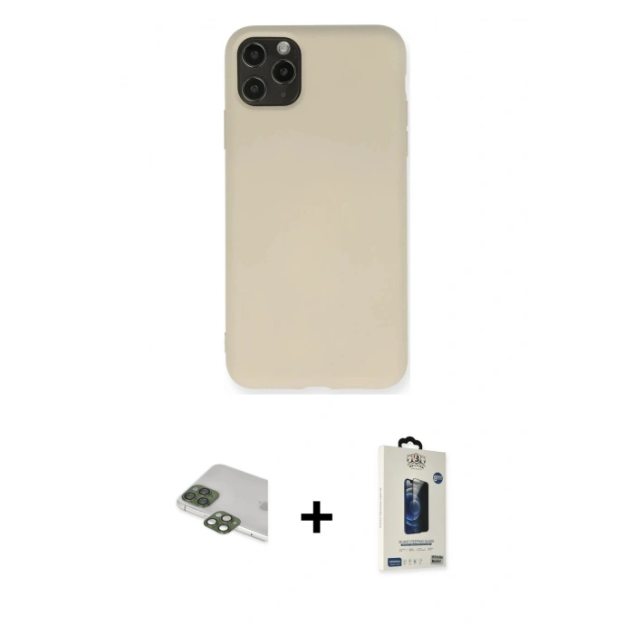 MARSİLYAN™- iPhone 11 Pro Max Kılıf Ahenk Serisi - Siyah Bilvis Hayalet Cam Ekran Koruyucu + Pers Alüminyum Kamera Lens - YL