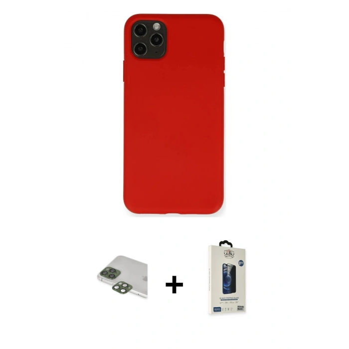 MARSİLYAN™- iPhone 11 Pro Max Kılıf Ahenk Serisi - Siyah Bilvis Hayalet Cam Ekran Koruyucu + Pers Alüminyum Kamera Lens - YL
