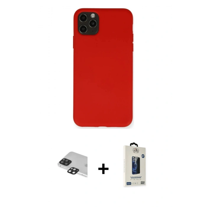 MARSİLYAN™- iPhone 11 Pro Max Kılıf Ahenk Serisi - Siyah Bilvis Hayalet Cam Ekran Koruyucu + Pers Alüminyum Kamera Lens - SH