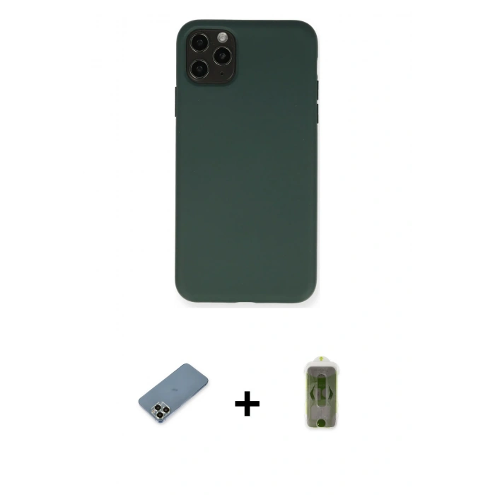 MARSİLYAN™- iPhone 11 Pro Max Kılıf Ahenk Serisi - Siyah Joko Magic 5D Hayalet Cam + Metal Kamera Lens Koruma Cam - AKYL