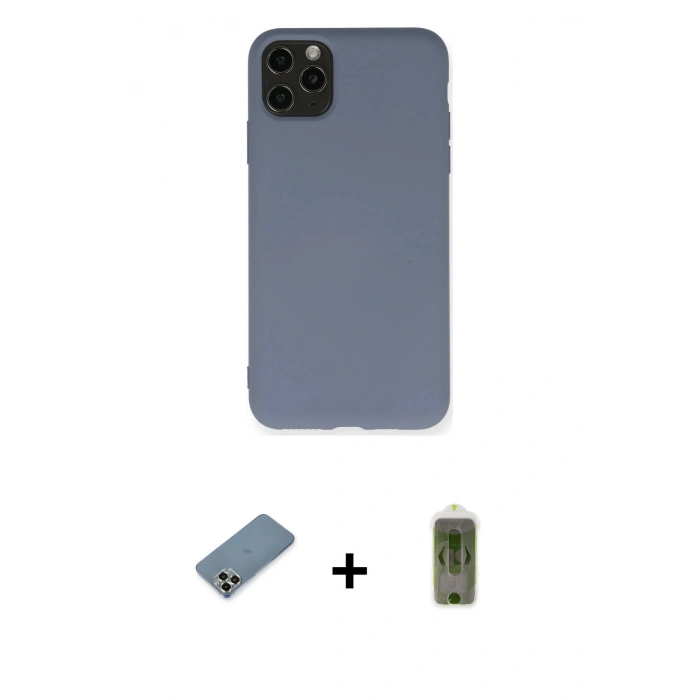 MARSİLYAN™- iPhone 11 Pro Max Kılıf Ahenk Serisi - Siyah Joko Magic 5D Hayalet Cam + Metal Kamera Lens Koruma Cam - AKYL