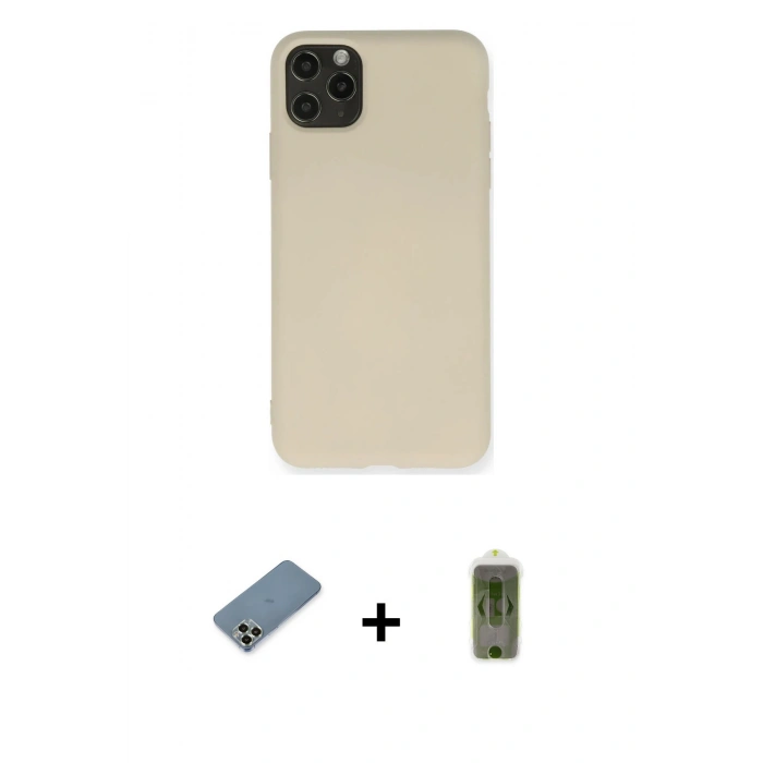 MARSİLYAN™- iPhone 11 Pro Max Kılıf Ahenk Serisi - Siyah Joko Magic 5D Hayalet Cam + Metal Kamera Lens Koruma Cam - AKYL