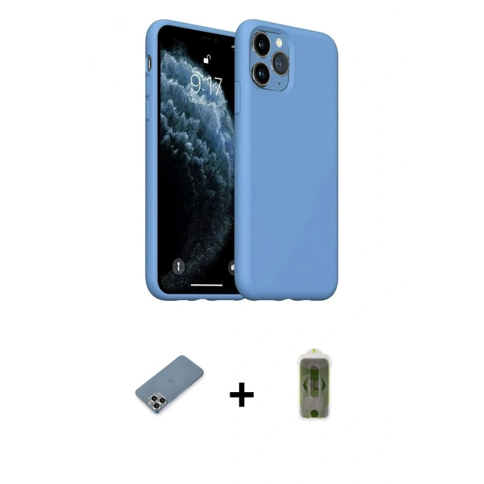 MARSİLYAN™- iPhone 11 Pro Max Kılıf Ahenk Serisi - Siyah Joko Magic 5D Hayalet Cam + Metal Kamera Lens Koruma Cam - GS