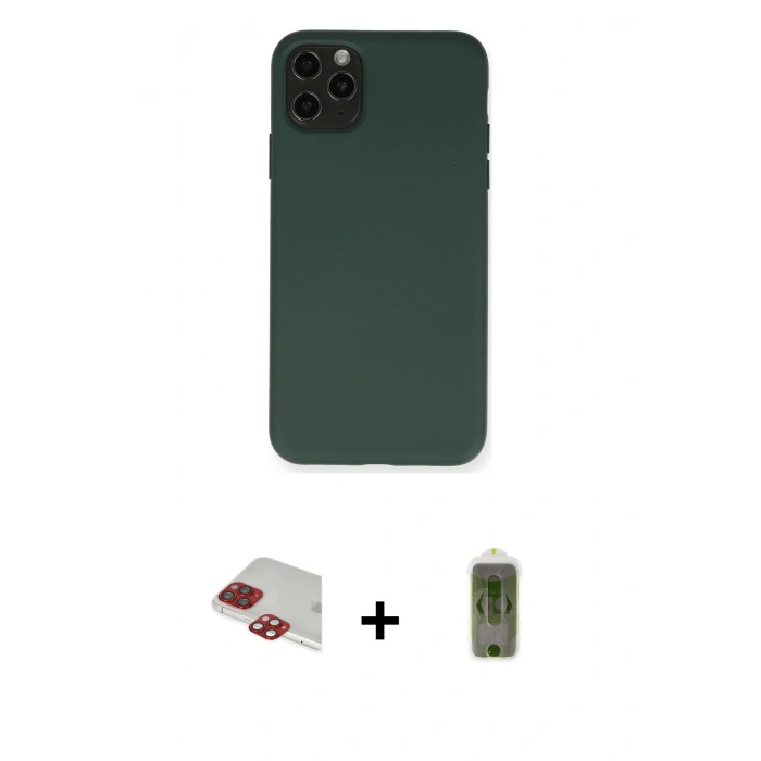MARSİLYAN™- iPhone 11 Pro Max Kılıf Ahenk Serisi - Siyah Joko Magic 5D Hayalet Cam + Pers Alüminyum Kamera Lens - KI