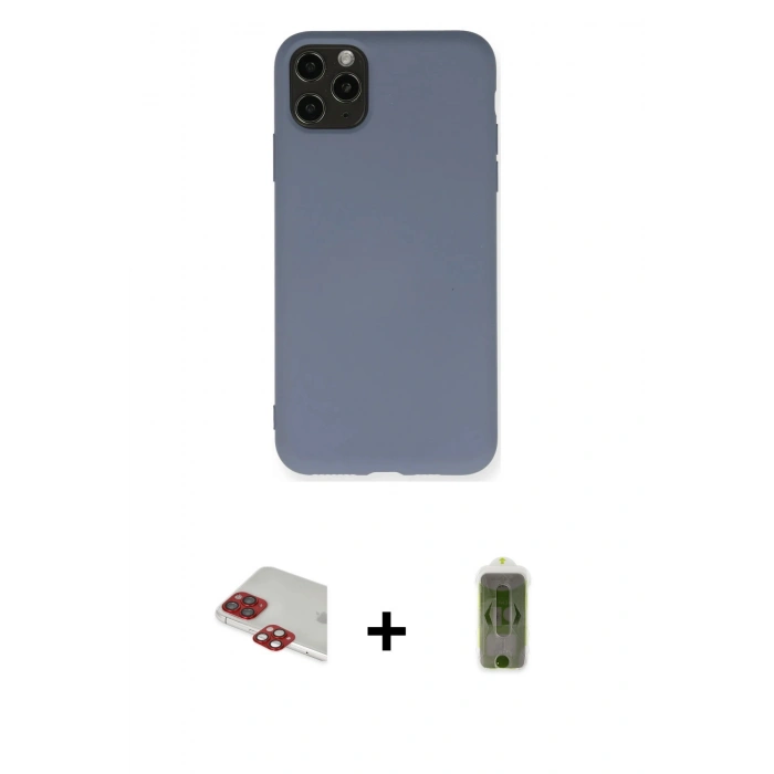 MARSİLYAN™- iPhone 11 Pro Max Kılıf Ahenk Serisi - Siyah Joko Magic 5D Hayalet Cam + Pers Alüminyum Kamera Lens - KI